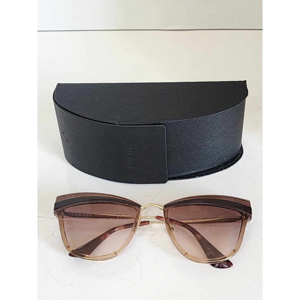 Prada Cinema SPR 12U Cat Eye Sunglasses Brown Gold Gradient Lens Italy KOF-0A6